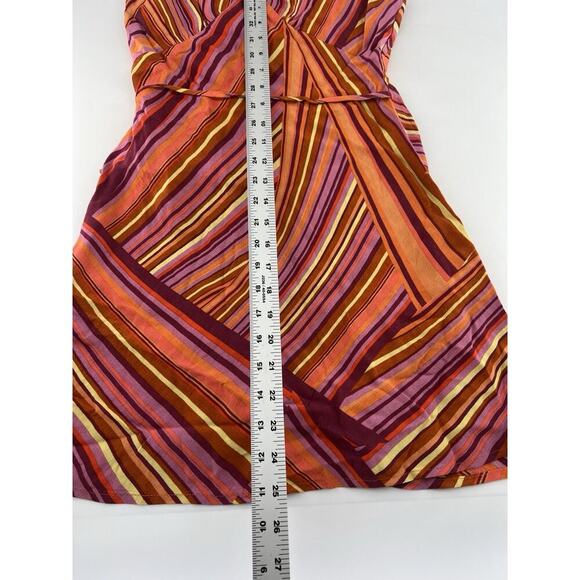 Wild Fable Women's Funky Print Orange Pink Stripe Dress Extra Small Retro New - Picture 2 of 10